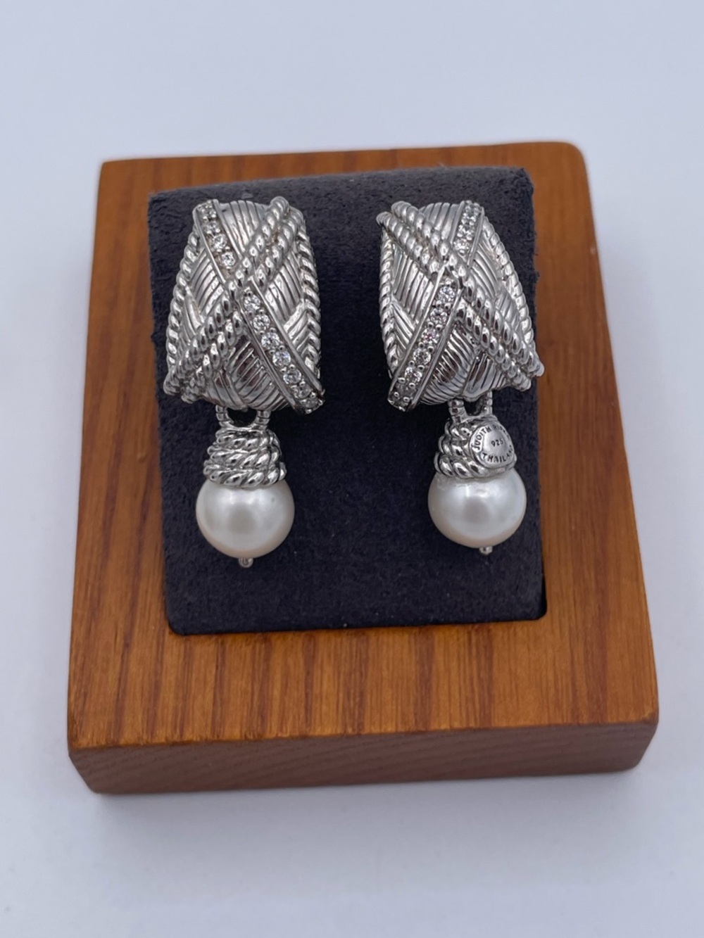 Judith Ripka Sterling Silver 925 CZ Convertible Freshwater Pearl Drop Earrings